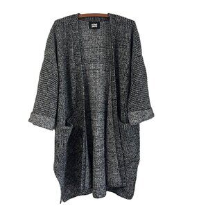 Sumisumi Womens Marled Black Chunky Knit Open Cardigan Wool Blend Size F